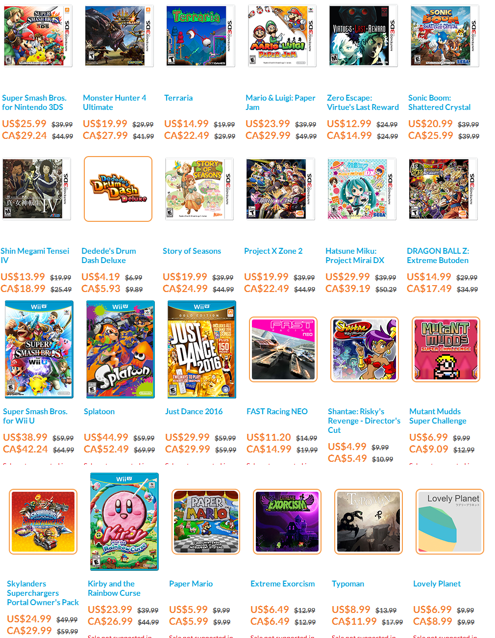 Nintendo Wii U Eshop Games List