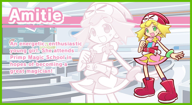 Here’s the various characters that appear in Puyo Puyo Tetris: Amitie, Arle...