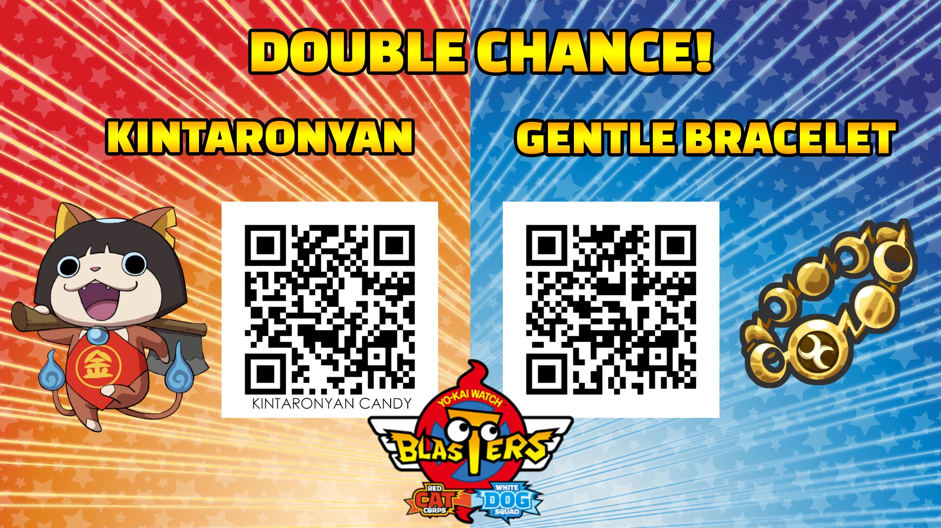 The first QR Code allows you to get the Kintaronyan Candy (to befriend Kint...